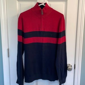 NWT Men’s Navy and Red Nautica Quarter Zip Sweater